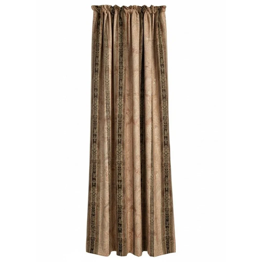 VTG Croscill‎ Dover Manor Striped Paisley 1 Panel Curtain Bronze Tan Lined